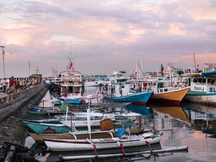 Old harbour at sunset in Makassar