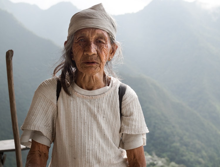 Old rice farmer in Batad rice terraces, Philippines