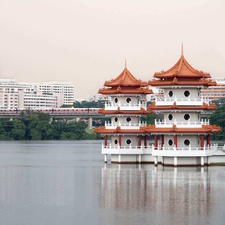 Chinese Gardens Twin Pagoda in Singapore