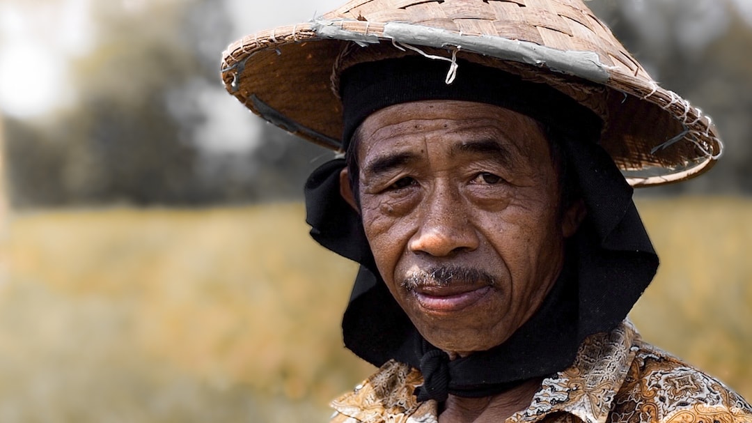 A traditional, local rice farmer in the village of Temanggung
